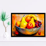 Fruit Bowl Wall Art, Colorful Fruit Bowl Canvas, Kitchen Art Framed Art Prints Wall Decor, Framed Picture, Large Art Prints