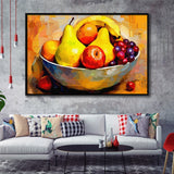 Fruit Bowl Wall Art, Colorful Fruit Bowl Canvas, Kitchen Art Framed Canvas Prints Wall Art, Floating Frame, Large Canvas