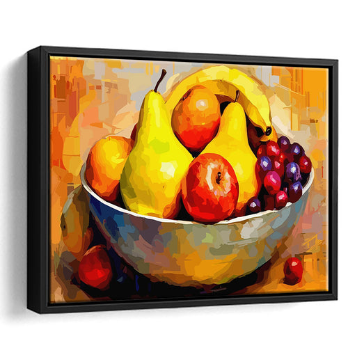 Fruit Bowl Wall Art, Colorful Fruit Bowl Canvas, Kitchen Art Framed Canvas Prints Wall Art, Floating Frame, Large Canvas