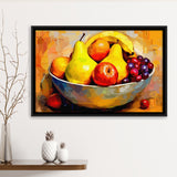 Fruit Bowl Wall Art, Colorful Fruit Bowl Canvas, Kitchen Art Framed Canvas Prints Wall Art, Floating Frame, Large Canvas