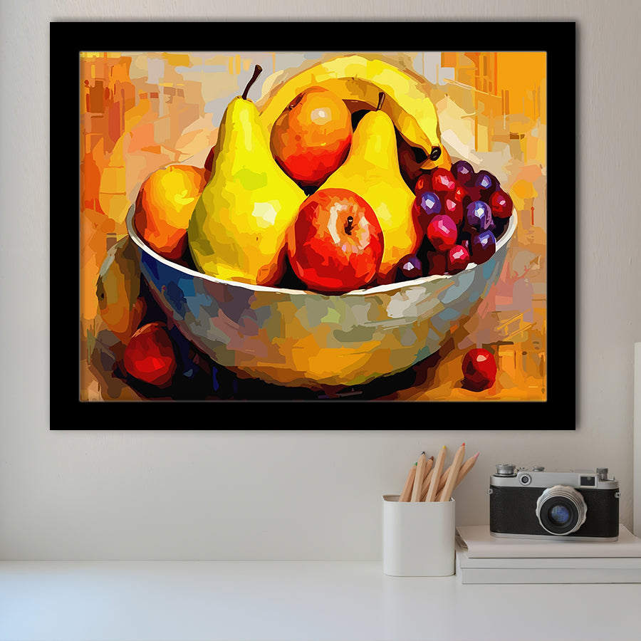 Fruit Bowl Wall Art, Colorful Fruit Bowl Canvas, Kitchen Art Framed Art Prints Wall Decor, Framed Picture, Large Art Prints