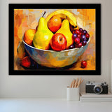 Fruit Bowl Wall Art, Colorful Fruit Bowl Canvas, Kitchen Art Framed Art Prints Wall Decor, Framed Picture, Large Art Prints