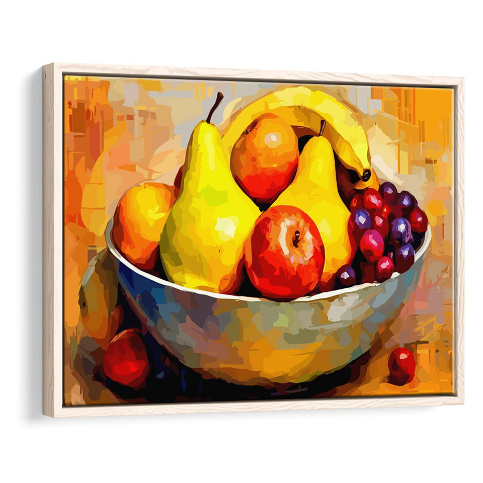 Fruit Bowl Wall Art, Colorful Fruit Bowl Canvas, Kitchen Art Framed Canvas Prints Wall Art, Floating Frame, Large Canvas