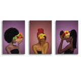 Fruit Bowl Woman Canvas Set of 3 Piece Canvas Prints Wall Art Decor