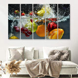 Fruit Splash 5 Piece Canvas Prints Wall Art - Painting Prints, Wall Decor,Multi Panels