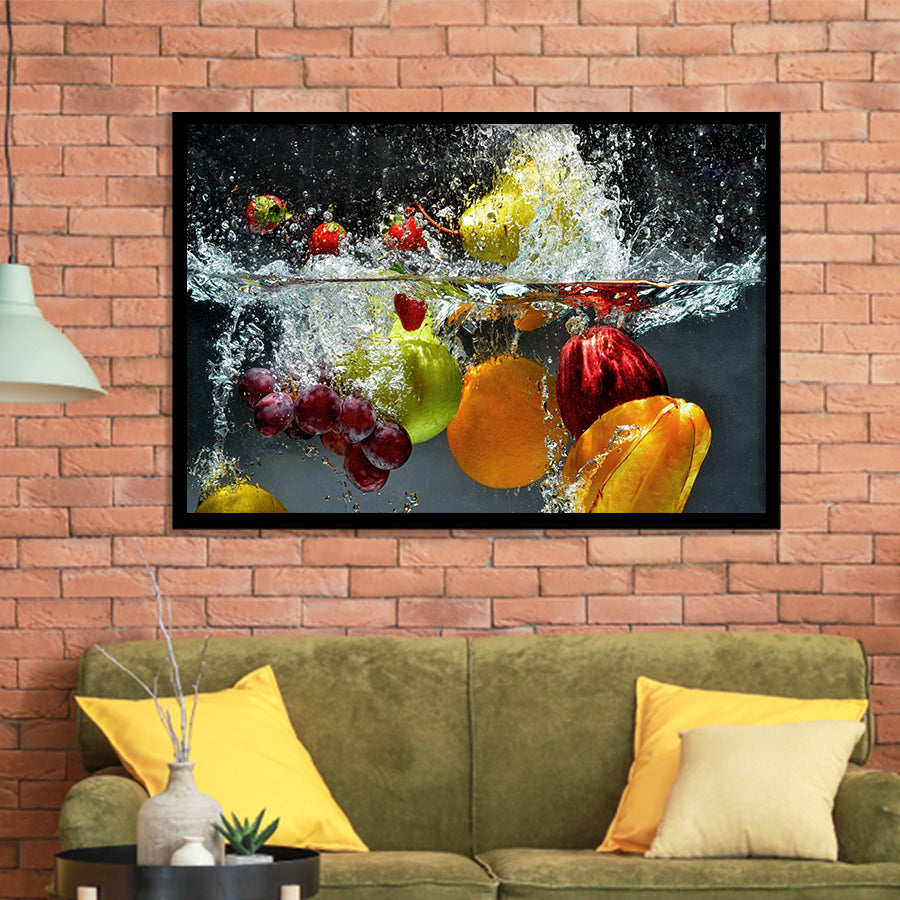 Fruit Splash Framed Art Prints Wall Decor - Painting Prints, Framed Picture