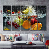 Fruit Splash 5 Piece Canvas Prints Wall Art - Painting Prints, Wall Decor,Multi Panels