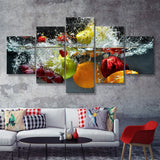 Fruit Splash 5 Piece Canvas Prints Wall Art - Painting Prints, Wall Decor,Multi Panel