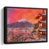 Fujiyoshida Japan Chureito Pagoda Mt Fuji 2 City Art Watercolor Framed Canvas Prints Wall Art Home Decor,Floating Frame