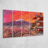Fujiyoshida Japan Chureito Pagoda Mt Fuji 2 5 Pieces Extra Large Canvas Prints Wall Art Home Decor