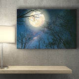 Full Moon And Old Tree On A Starry Night Canvas Prints Wall Art - Painting Canvas, Wall Decor, Home Decor, Prints for Sale