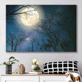 Full Moon And Old Tree On A Starry Night Canvas Prints Wall Art - Painting Canvas, Wall Decor, Home Decor, Prints for Sale