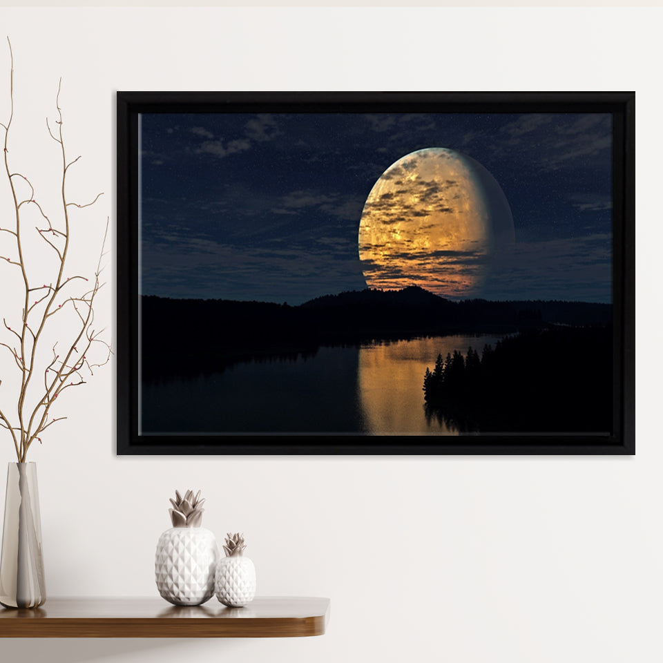 Full Moon Night Framed Canvas Prints - Painting Canvas, Art Prints,  Wall Art, Home Decor, Prints for Sale