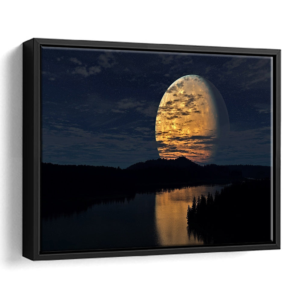 Full Moon Night Framed Canvas Prints - Painting Canvas, Art Prints,  Wall Art, Home Decor, Prints for Sale