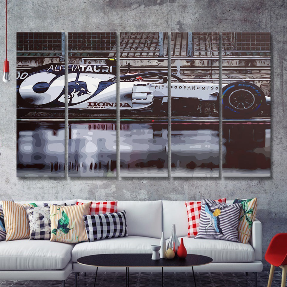 Gasly F1 Panting Formula I 5 Pieces B Canvas Prints Wall Art - Painting Canvas, Multi Panels, Wall Decor