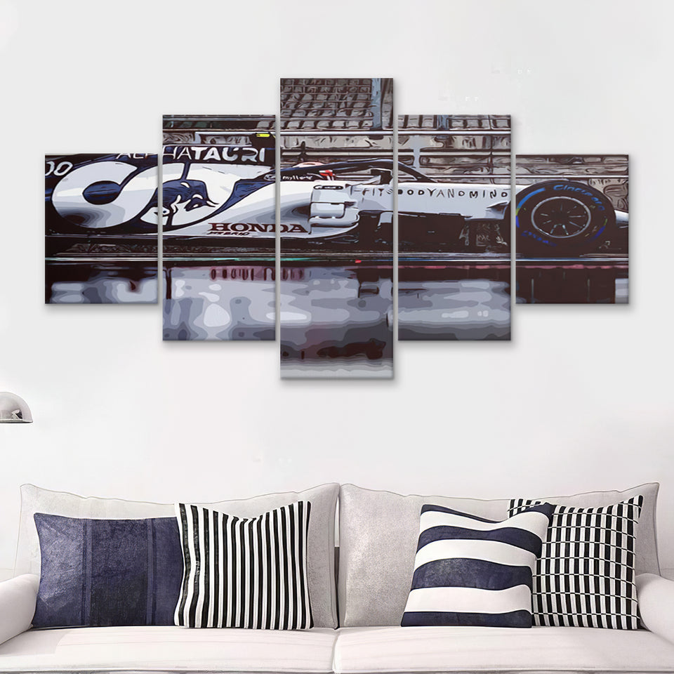 Gasly F1 Panting Formula I 5 Pieces Canvas Prints Wall Art - Painting Canvas, Multi Panels, Wall Decor