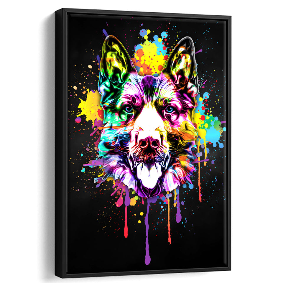 German Shepherd Pet House Decor Framed Canvas Prints Wall Art Decor - Painting Canvas, Floating Frame, Framed Picture