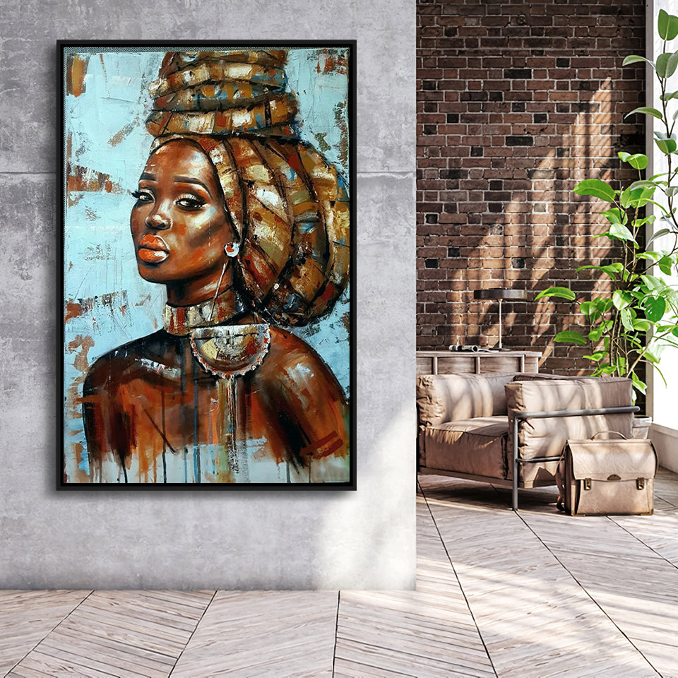 Gitana Framed Canvas Prints Wall Art Home Decor - Painting Canvas,Black Frame, Ready to hang