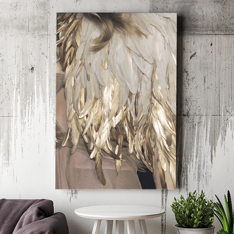 Golden Feathers Canvas Prints Wall Art Home Decor - Painting Canvas,Art Prints, Ready to hang