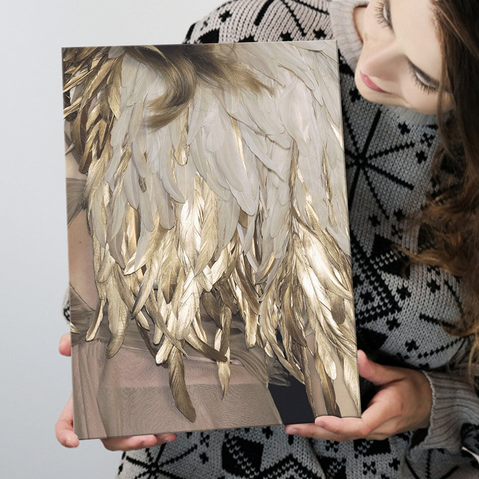 Golden Feathers Canvas Prints Wall Art Home Decor - Painting Canvas,Art Prints, Ready to hang