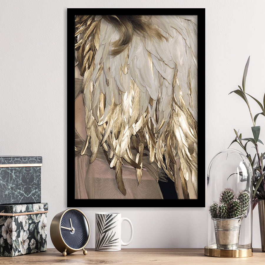 Golden Feathers Framed Art Prints Wall Decor - Art Prints, Framed Picture,For Sale, Ready to hang