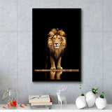 Golden Lion Framed Canvas Prints Wall Art Home Decor - Painting Canvas,Black Frame, Ready to hang