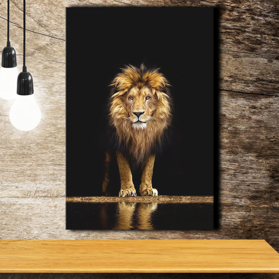 Golden Lion Canvas Prints Wall Art Home Decor - Painting Canvas,Art Prints, Ready to hang
