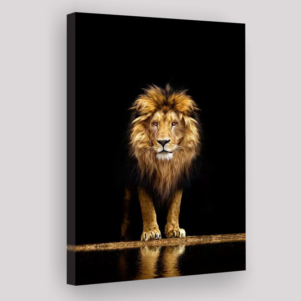 Golden Lion Canvas Prints Wall Art Home Decor - Painting Canvas,Art Prints, Ready to hang