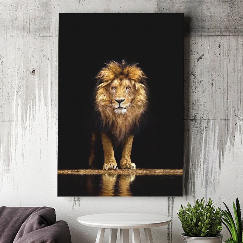 Golden Lion Canvas Prints Wall Art Home Decor - Painting Canvas,Art Prints, Ready to hang