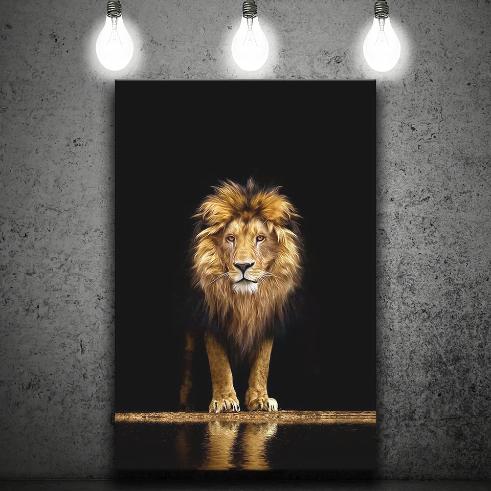 Golden Lion Canvas Prints Wall Art Home Decor - Painting Canvas,Art Prints, Ready to hang