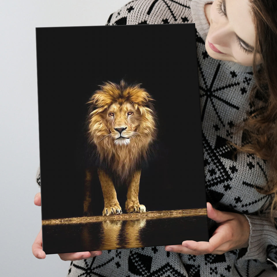 Golden Lion Canvas Prints Wall Art Home Decor - Painting Canvas,Art Prints, Ready to hang