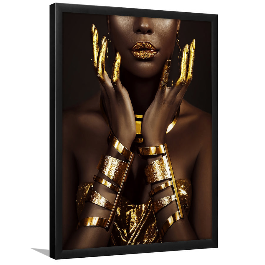 Gold African Woman Framed Art Prints Wall Decor - Art Prints, Framed Picture,For Sale, Ready to hang