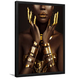 Gold African Woman Framed Art Prints Wall Decor - Art Prints, Framed Picture,For Sale, Ready to hang