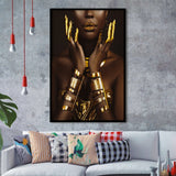 Gold African Woman Framed Art Prints Wall Decor - Art Prints, Framed Picture,For Sale, Ready to hang