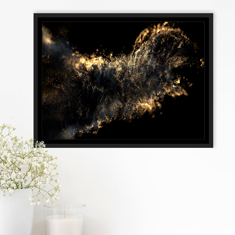 Gold Clash Framed Canvas Prints Wall Art Home Decor - Painting Canvas, Black Frame, Framed Picture