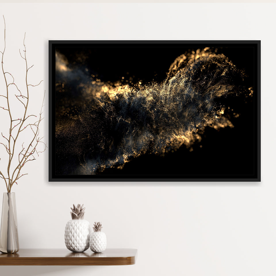 Gold Clash Framed Canvas Prints Wall Art Home Decor - Painting Canvas, Black Frame, Framed Picture