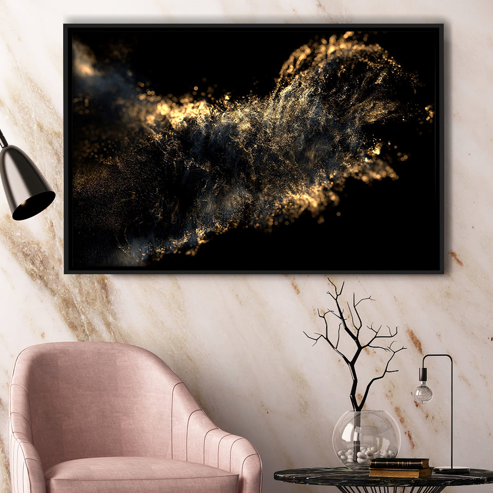 Gold Clash Framed Canvas Prints Wall Art Home Decor - Painting Canvas, Black Frame, Framed Picture