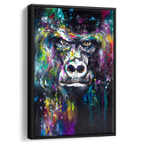Gorilla V1 oil painting Framed Canvas Prints Wall Art Home Decor - Painting Canvas,Black Frame, Ready to hang