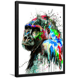 Gorilla Water Colors Framed Art Print Wall Decor - Painting Art, Wall Art, Framed Picture, Black Frame