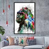 Gorilla Water Colors Framed Art Print Wall Decor - Painting Art, Wall Art, Framed Picture, Black Frame