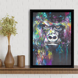 Gorilla V1 oil painting Framed Canvas Prints Wall Art Home Decor - Painting Canvas,Black Frame, Ready to hang