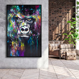 Gorilla V1 oil painting Framed Canvas Prints Wall Art Home Decor - Painting Canvas,Black Frame, Ready to hang