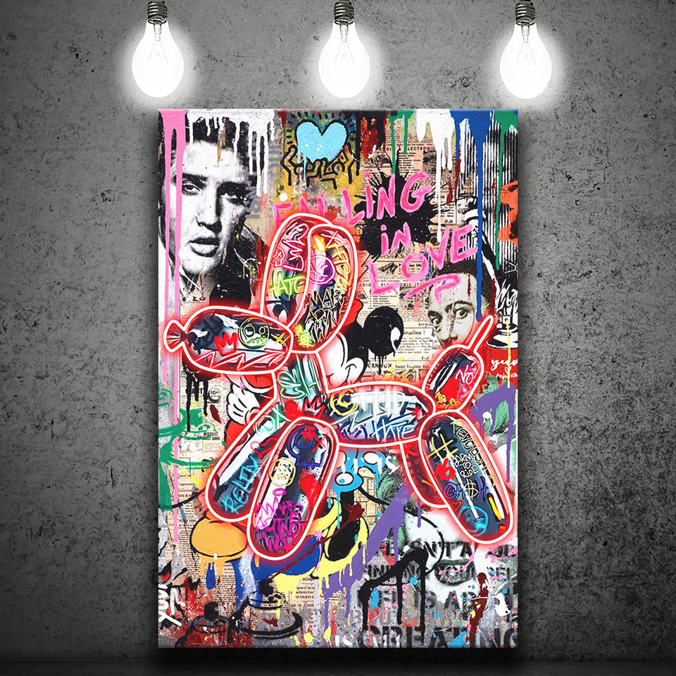 Graffiti Balloon Dog V6 Canvas Prints Wall Art Decor - Painting Canvas, Home Decor, Art Print, Art For Sale