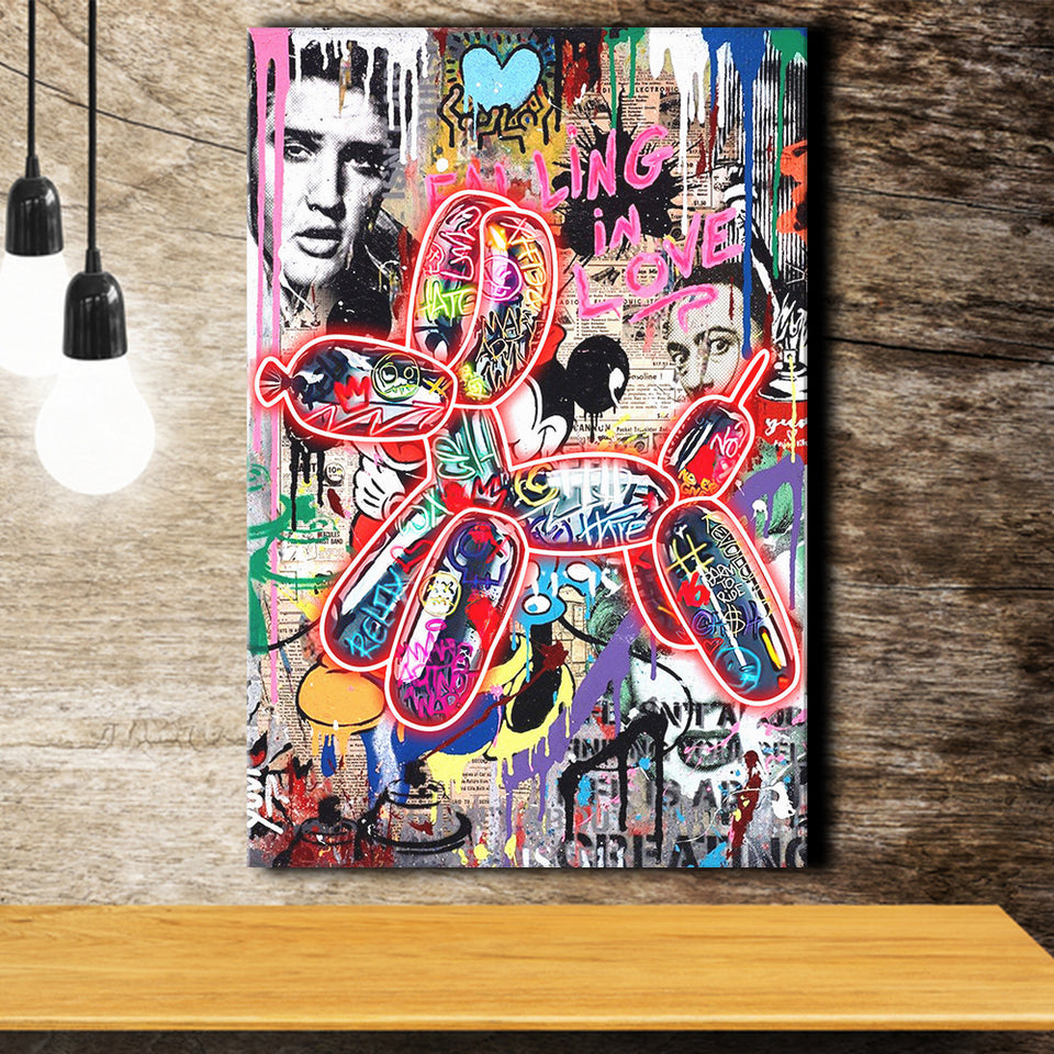Graffiti Balloon Dog V6 Canvas Prints Wall Art Decor - Painting Canvas, Home Decor, Art Print, Art For Sale