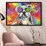 Graffiti Cool Puppy Framed Canvas Prints Wall Art Decor - Painting Canvas, Floating Frame, Framed Picture