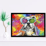 Graffiti Cool Puppy Framed Art Print Wall Decor - Painting Art, Wall Art Decor, Framed Picture, Black Frame
