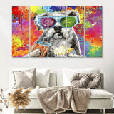 Graffiti Cool Puppy Canvas 5 Piece B Prints Wall Art Decor - Painting Canvas, Multi Panels, Canvas Prints