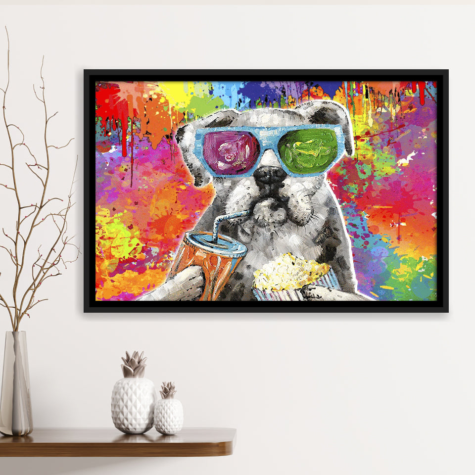 Graffiti Cool Puppy Framed Canvas Prints Wall Art Decor - Painting Canvas, Floating Frame, Framed Picture