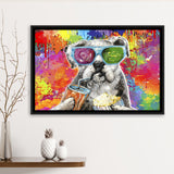 Graffiti Cool Puppy Framed Canvas Prints Wall Art Decor - Painting Canvas, Floating Frame, Framed Picture