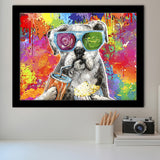 Graffiti Cool Puppy Framed Art Print Wall Decor - Painting Art, Wall Art Decor, Framed Picture, Black Frame